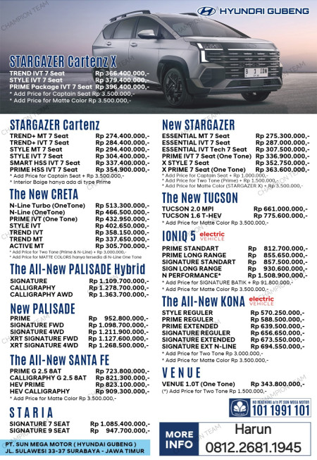 PRICELIST HARGA HYUNDAI 2025