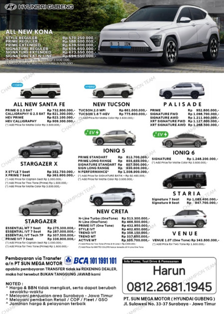 PRICELIST HARGA HYUNDAI 2025